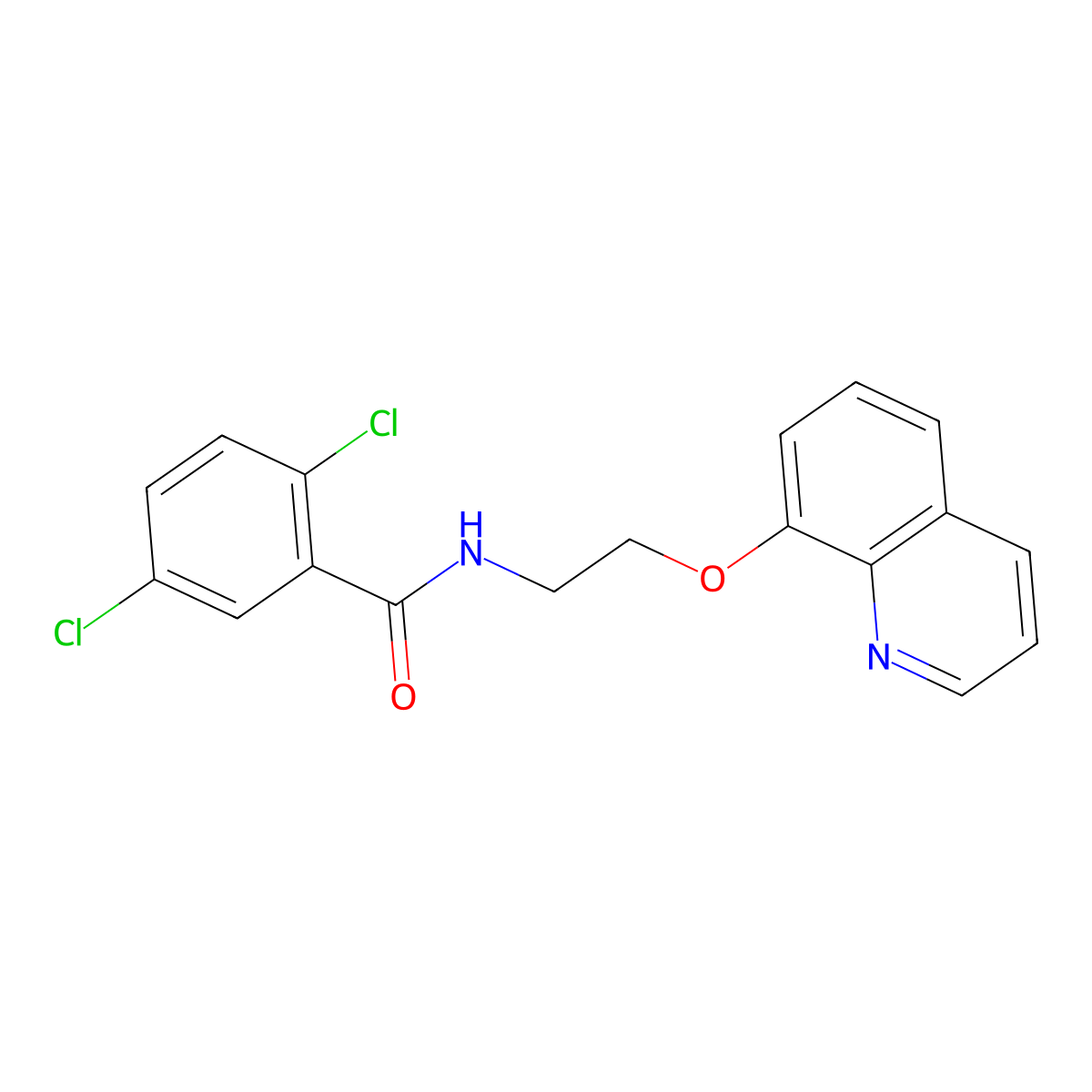 2,5-dichloro-N-[2-(quinolin-8-yloxy)ethyl]benzamide molecular structure, CAS 1207003-83-5