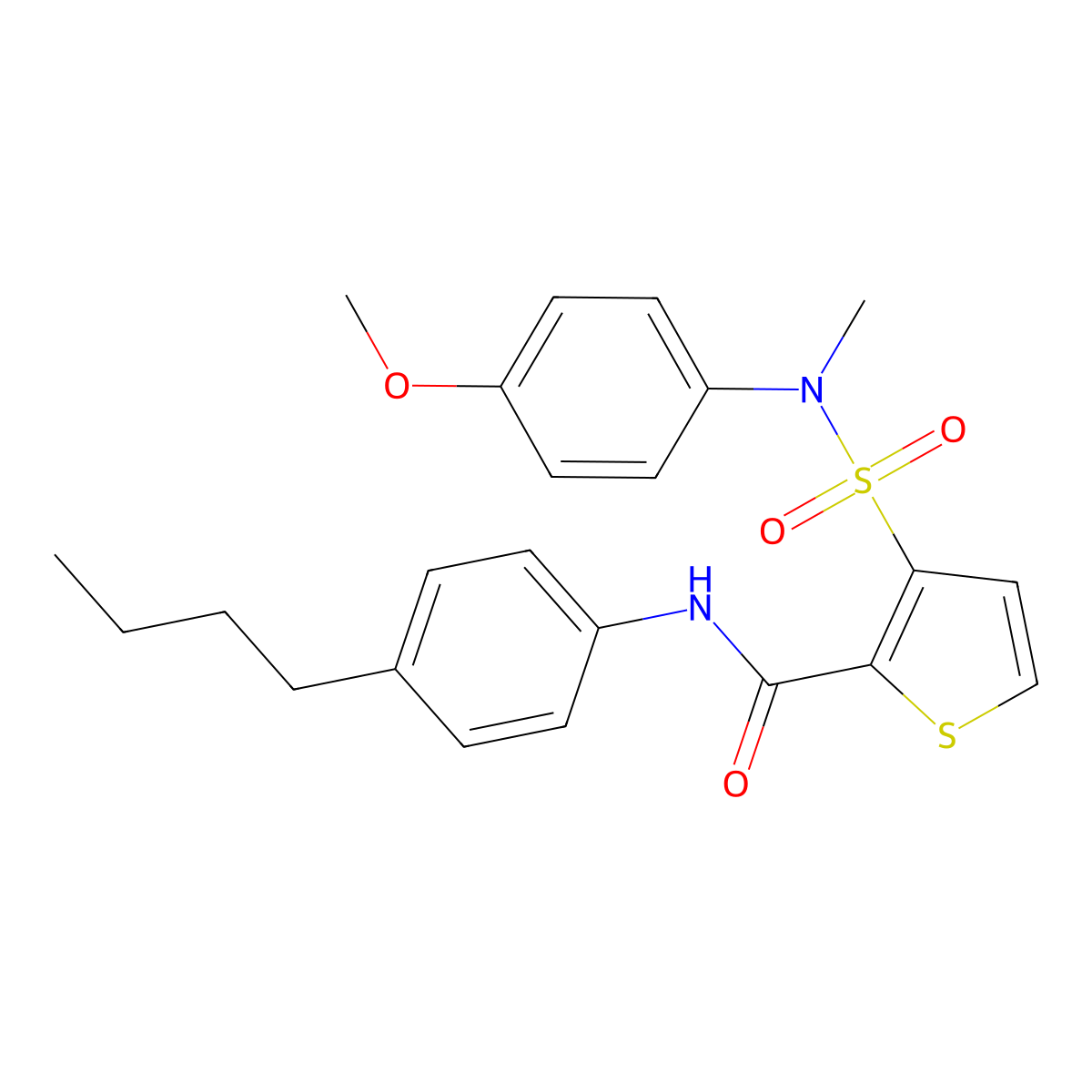 N-(4-butylphenyl)-3-[(4-methoxyphenyl)(methyl)sulfamoyl]thiophene-2-carboxamide molecular structure, CAS 1207003-85-7