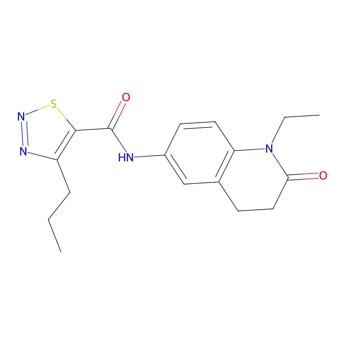 N-(1-ethyl-2-oxo-1,2,3,4-tetrahydroquinolin-6-yl)-4-propyl-1,2,3-thiadiazole-5-carboxamide molecular structure, CAS 1207003-91-5