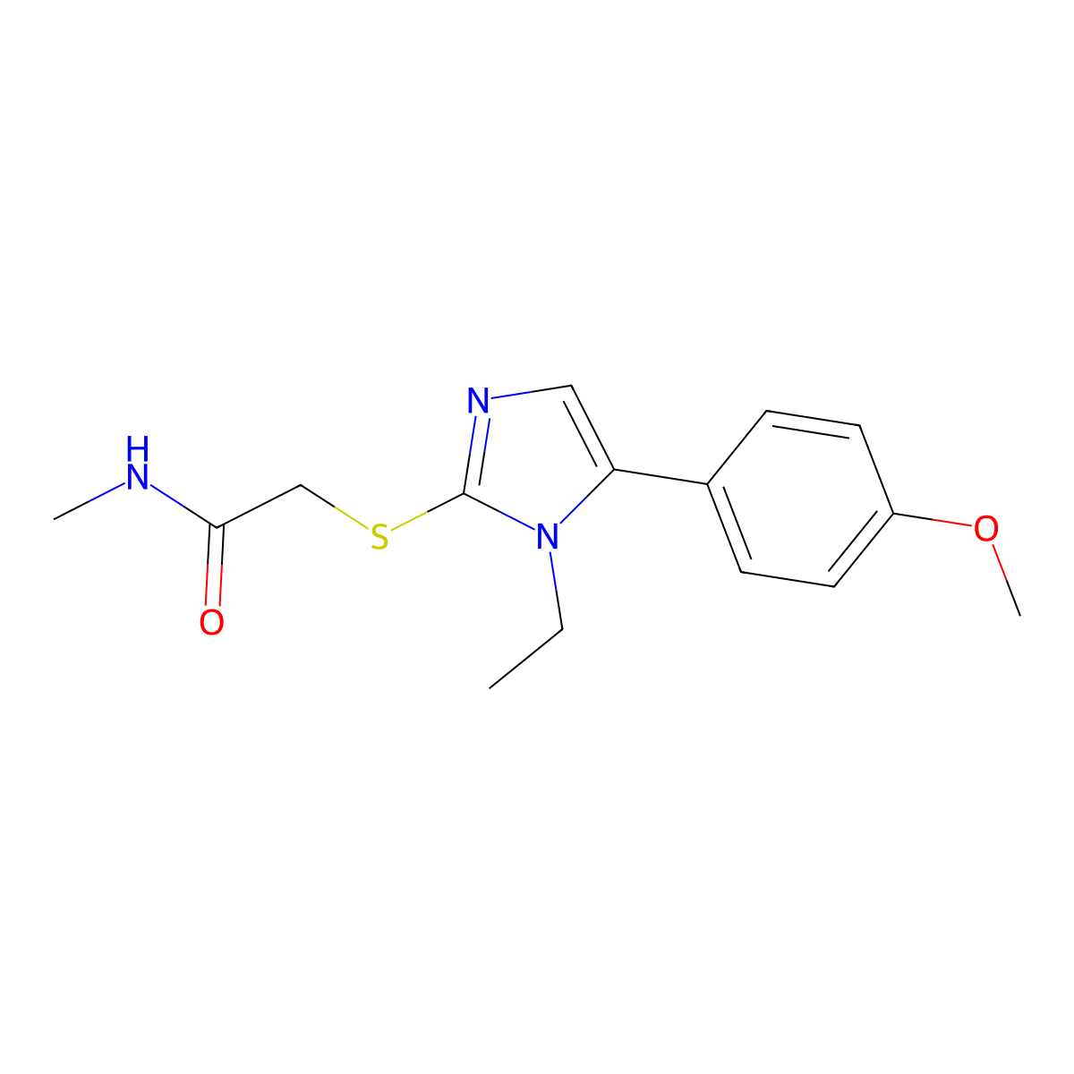 2-{[1-ethyl-5-(4-methoxyphenyl)-1H-imidazol-2-yl]sulfanyl}-N-methylacetamide molecular structure, CAS 1207003-94-8