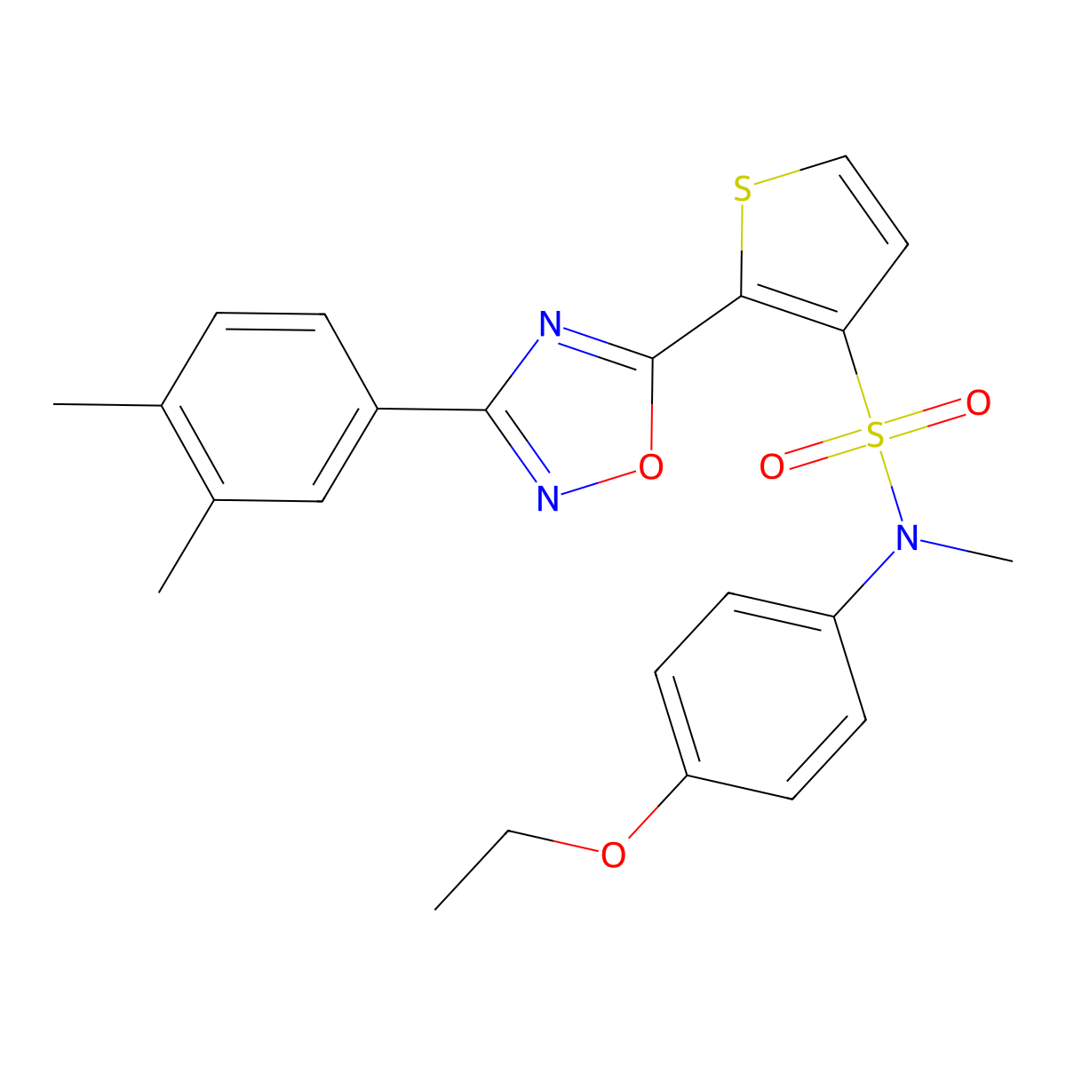 2-[3-(3,4-dimethylphenyl)-1,2,4-oxadiazol-5-yl]-N-(4-ethoxyphenyl)-N-methylthiophene-3-sulfonamide molecular structure, CAS 1207003-98-2