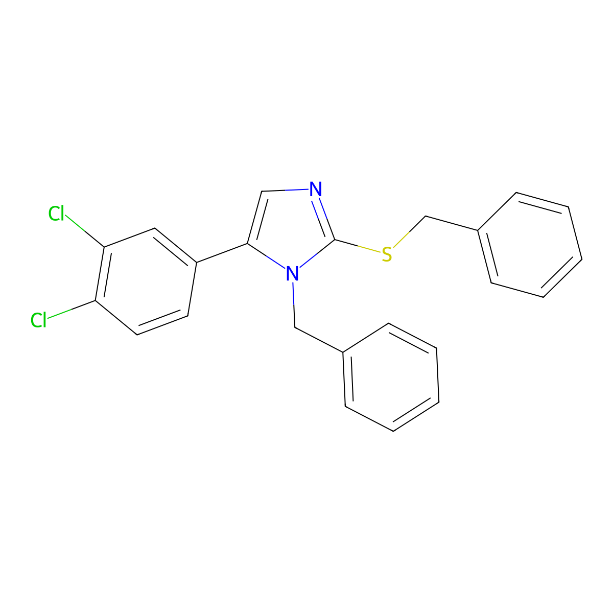 1-benzyl-2-(benzylthio)-5-(3,4-dichlorophenyl)-1H-imidazole molecular structure, CAS 1207004-01-0