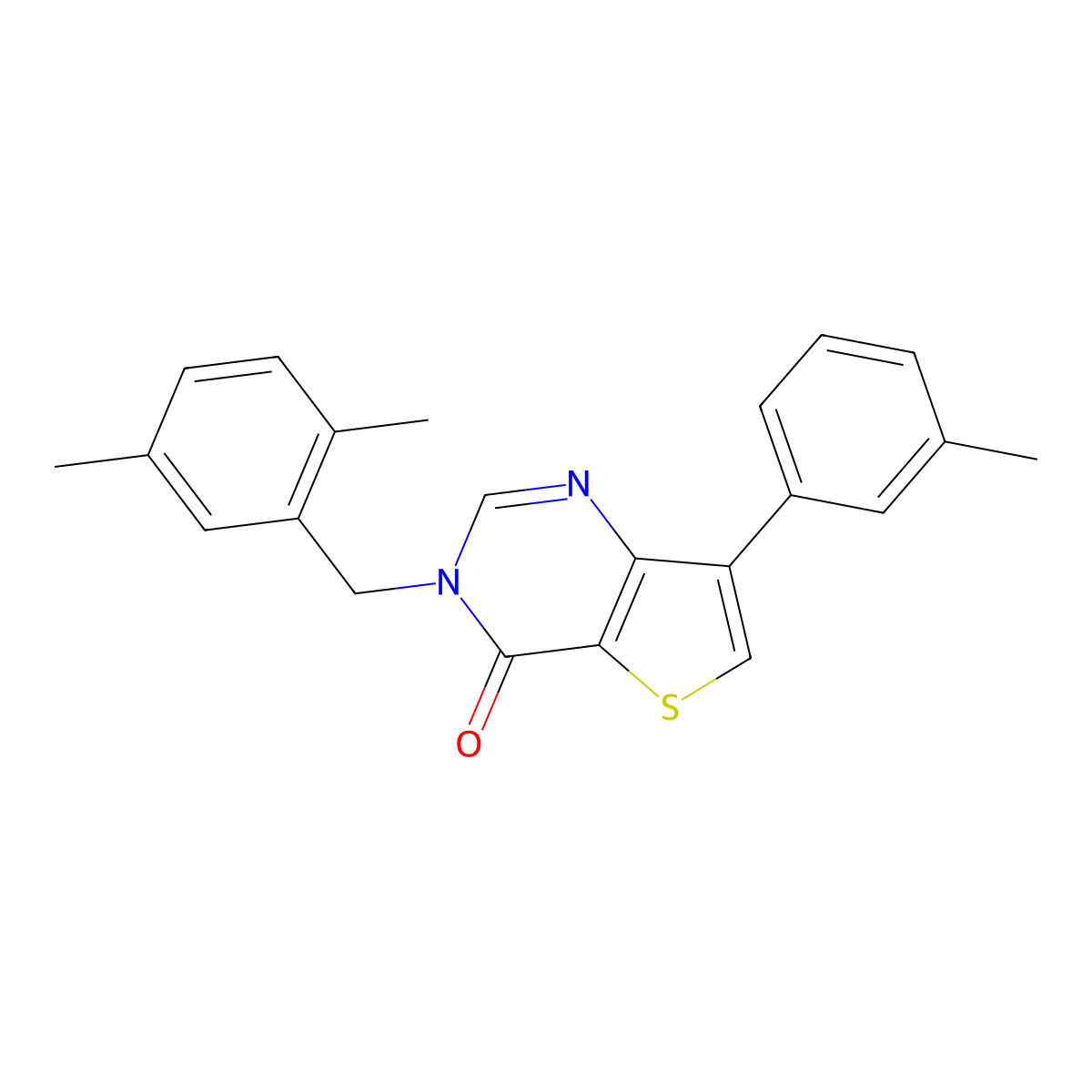 3-(2,5-dimethylbenzyl)-7-(3-methylphenyl)thieno[3,2-d]pyrimidin-4(3H)-one molecular structure, CAS 1207004-23-6