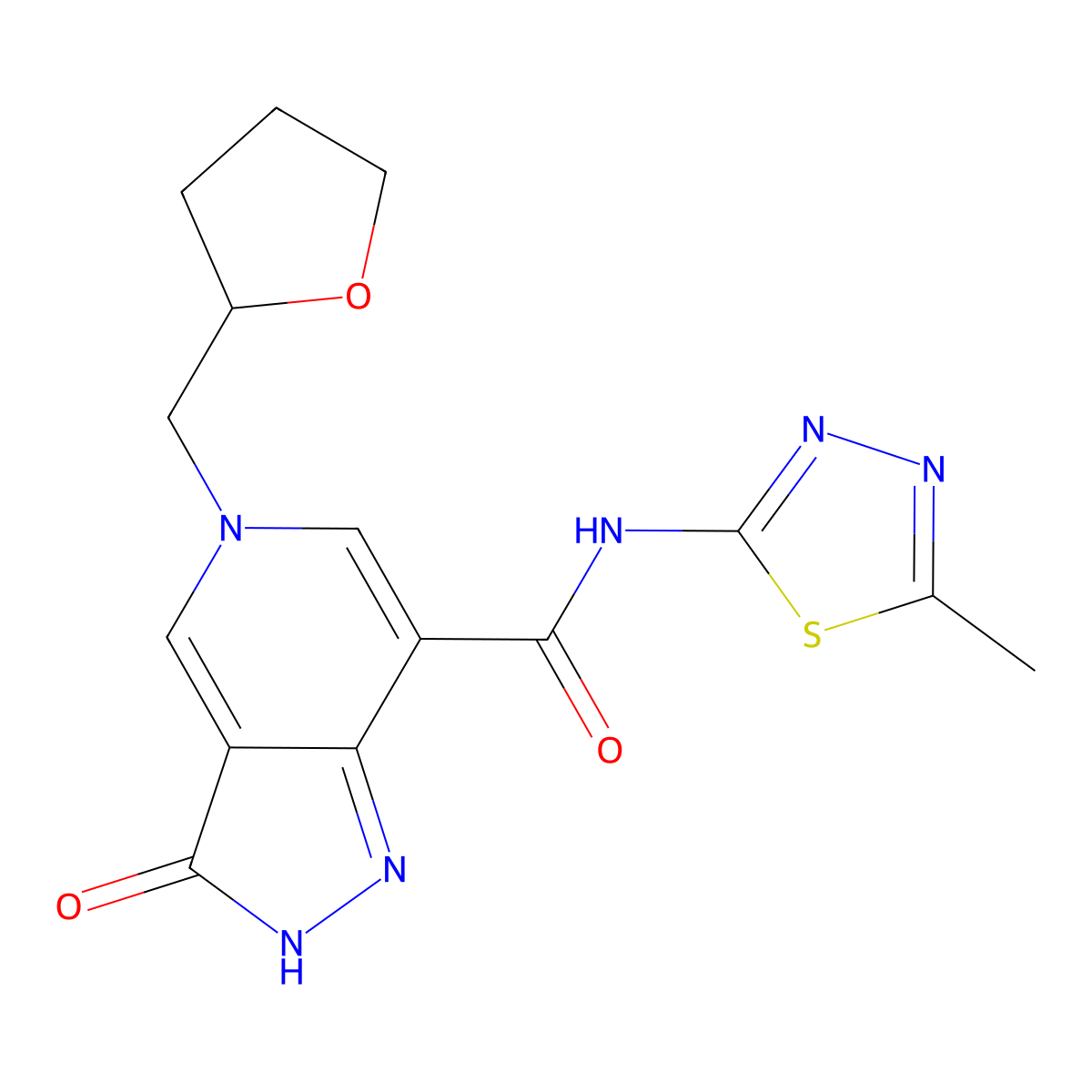 N-(5-methyl-1,3,4-thiadiazol-2-yl)-3-oxo-5-(oxolan-2-ylmethyl)-2H-pyrazolo[4,3-c]pyridine-7-carboxamide molecular structure, CAS 1207004-25-8