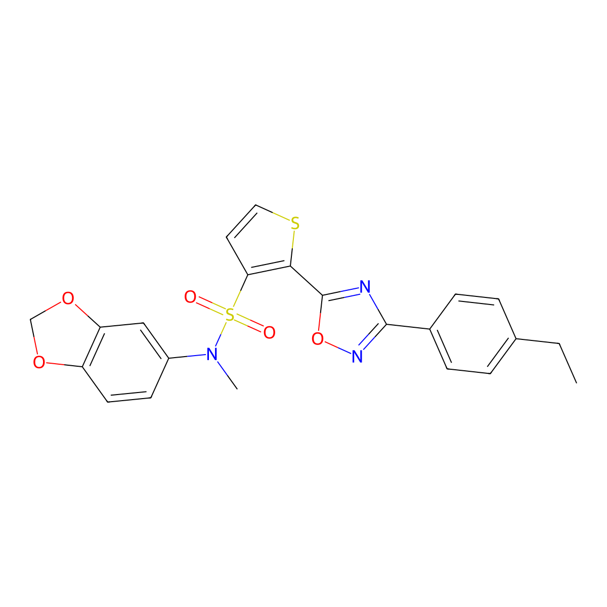 N-(1,3-benzodioxol-5-yl)-2-[3-(4-ethylphenyl)-1,2,4-oxadiazol-5-yl]-N-methylthiophene-3-sulfonamide molecular structure, CAS 1207004-26-9