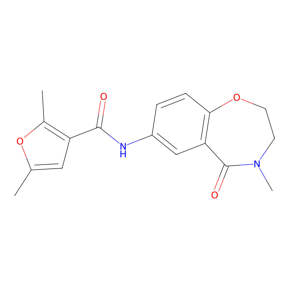 2,5-dimethyl-N-(4-methyl-5-oxo-2,3,4,5-tetrahydro-1,4-benzoxazepin-7-yl)furan-3-carboxamide molecular structure, CAS 1207004-28-1