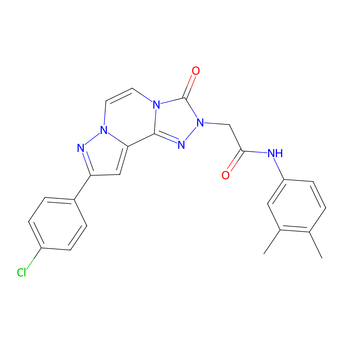 2-[11-(4-chlorophenyl)-5-oxo-3,4,6,9,10-pentaazatricyclo[7.3.0.0^{2,6}]dodeca-1(12),2,7,10-tetraen-4-yl]-N-(3,4-dimethylphenyl)acetamide molecular structure, CAS 1207004-31-6