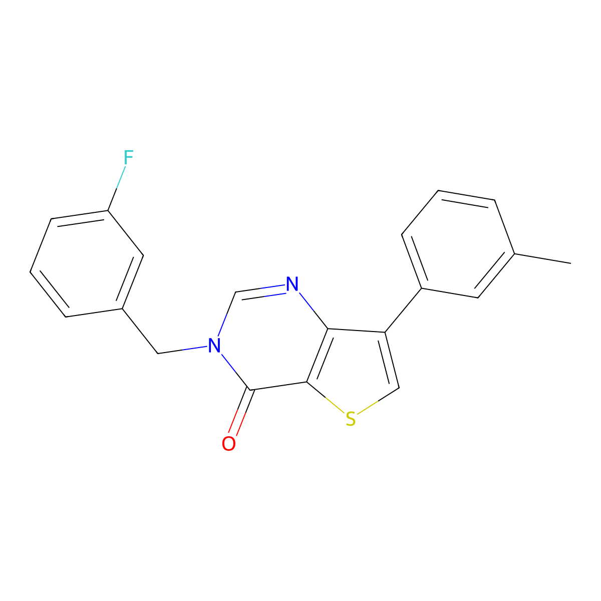 3-(3-fluorobenzyl)-7-(3-methylphenyl)thieno[3,2-d]pyrimidin-4(3H)-one molecular structure, CAS 1207004-33-8