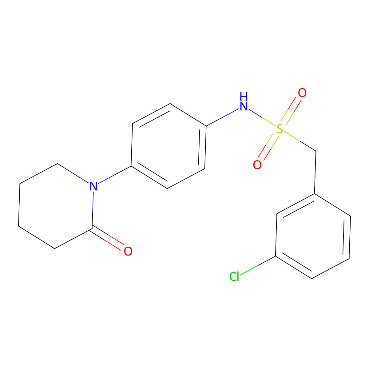 1-(3-chlorophenyl)-N-[4-(2-oxopiperidin-1-yl)phenyl]methanesulfonamide molecular structure, CAS 1207004-37-2