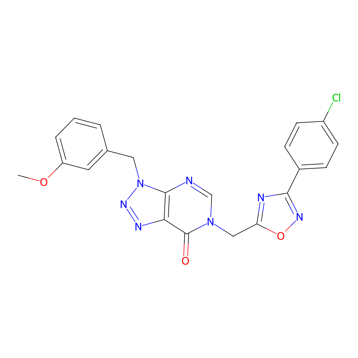 6-((3-(4-chlorophenyl)-1,2,4-oxadiazol-5-yl)methyl)-3-(3-methoxybenzyl)-3H-[1,2,3]triazolo[4,5-d]pyrimidin-7(6H)-one molecular structure, CAS 1207004-38-3