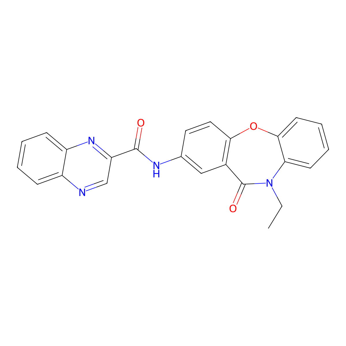 N-{9-ethyl-10-oxo-2-oxa-9-azatricyclo[9.4.0.0^{3,8}]pentadeca-1(11),3(8),4,6,12,14-hexaen-13-yl}quinoxaline-2-carboxamide molecular structure, CAS 1207004-43-0