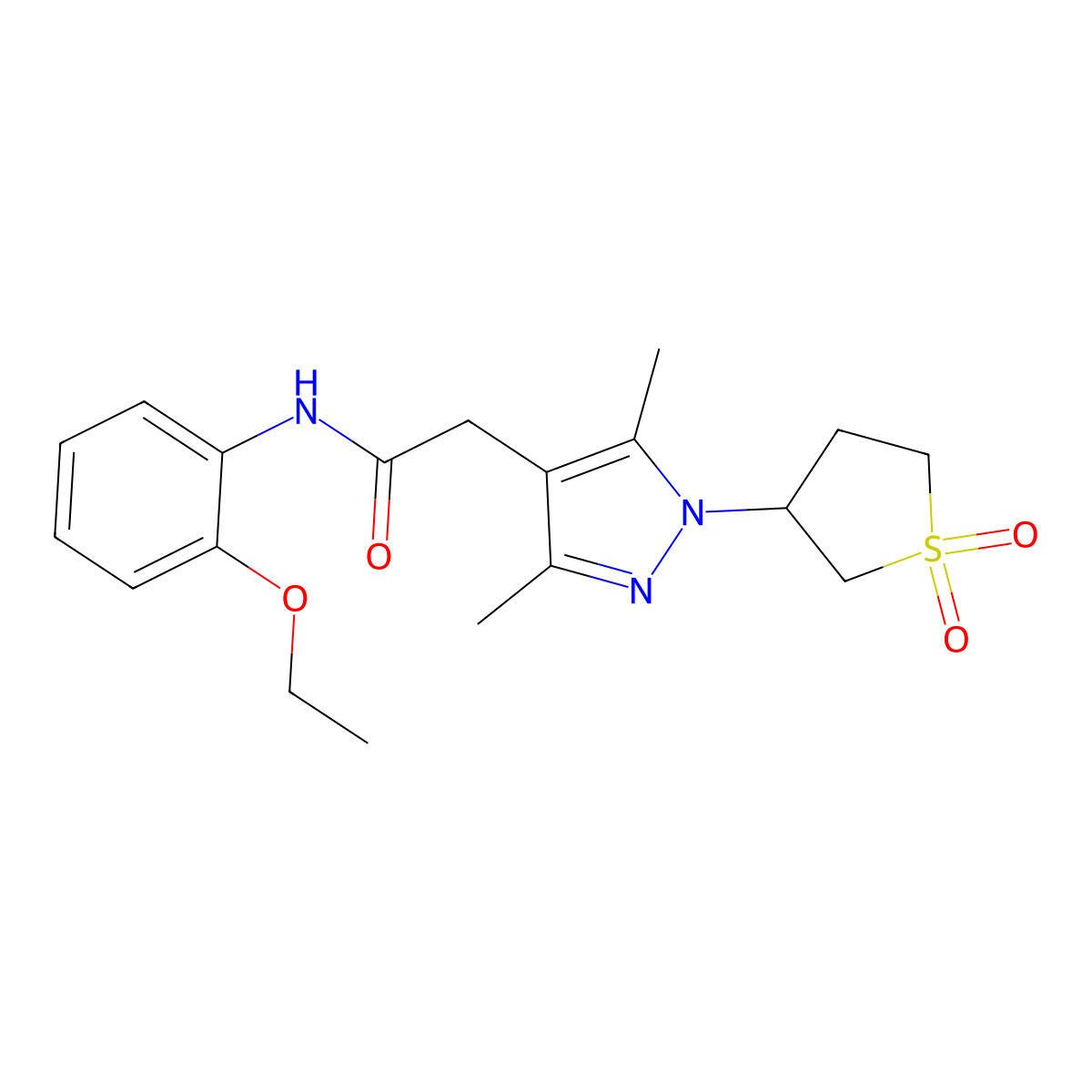 2-(1-(1,1-dioxidotetrahydrothiophen-3-yl)-3,5-dimethyl-1H-pyrazol-4-yl)-N-(2-ethoxyphenyl)acetamide molecular structure, CAS 1207004-45-2