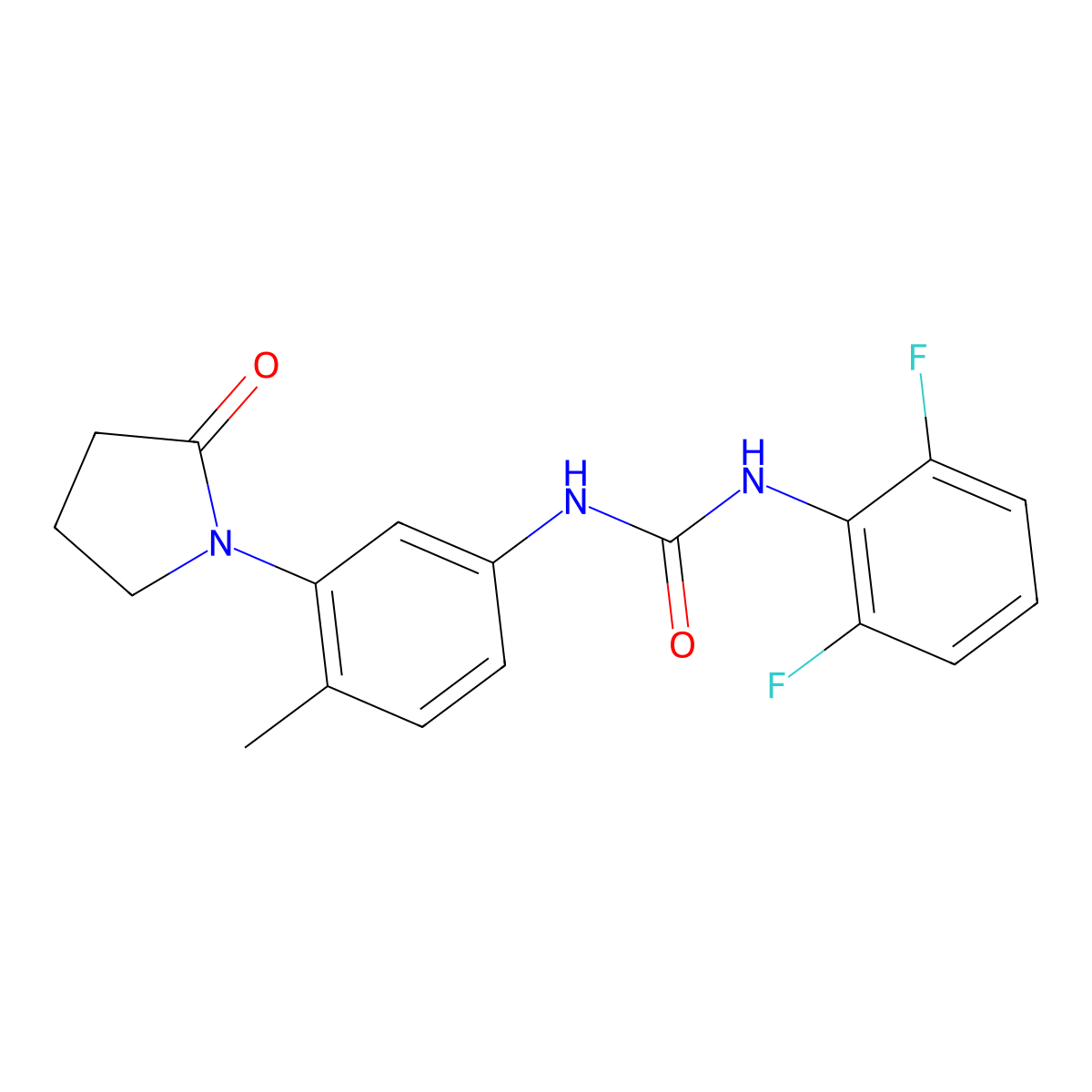 1-(2,6-Difluorophenyl)-3-[4-methyl-3-(2-oxopyrrolidin-1-yl)phenyl]urea molecular structure, CAS 1207004-47-4