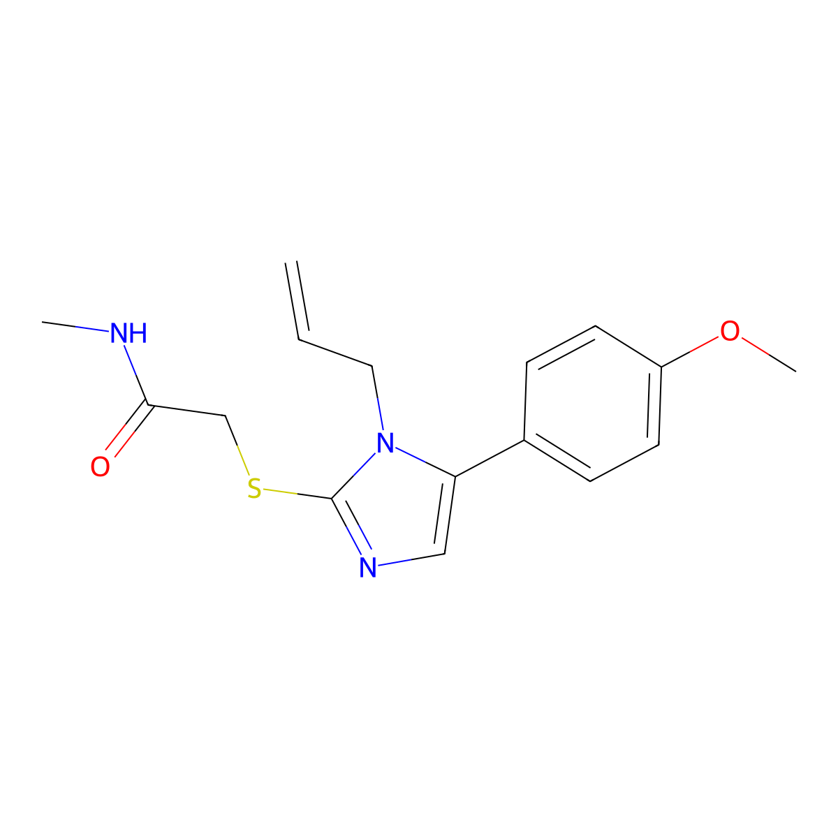 2-((1-allyl-5-(4-methoxyphenyl)-1H-imidazol-2-yl)thio)-N-methylacetamide molecular structure, CAS 1207004-49-6