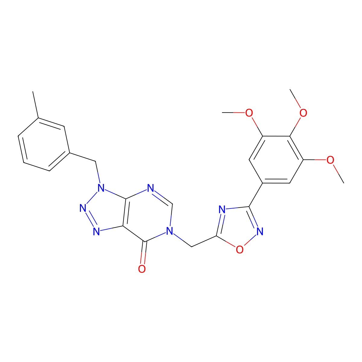 3-(3-methylbenzyl)-6-((3-(3,4,5-trimethoxyphenyl)-1,2,4-oxadiazol-5-yl)methyl)-3H-[1,2,3]triazolo[4,5-d]pyrimidin-7(6H)-one molecular structure, CAS 1207004-51-0