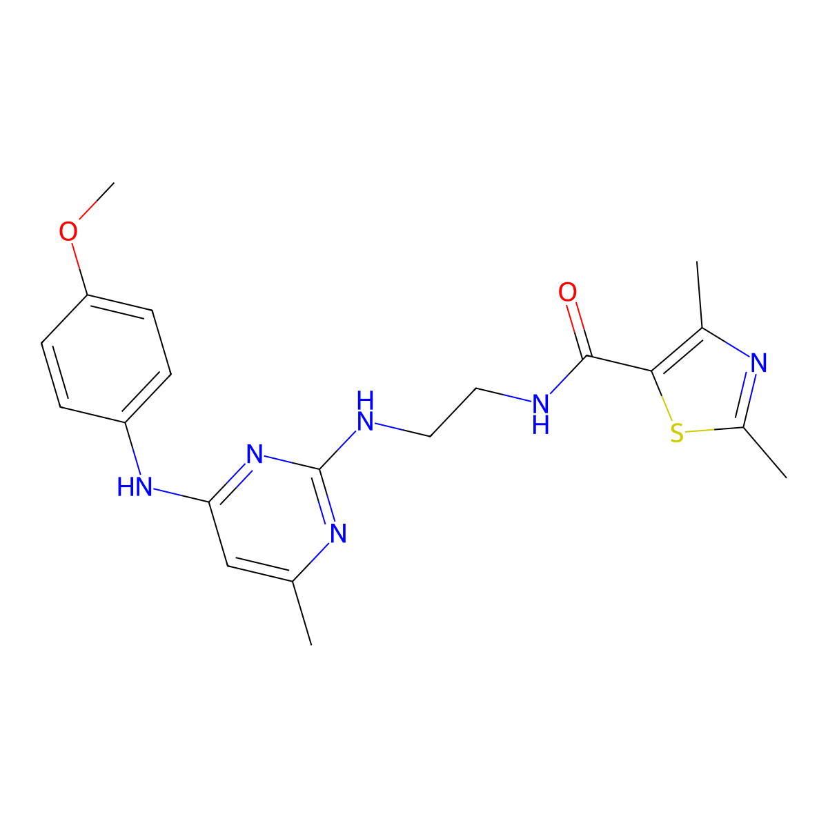 N-(2-((4-((4-methoxyphenyl)amino)-6-methylpyrimidin-2-yl)amino)ethyl)-2,4-dimethylthiazole-5-carboxamide molecular structure, CAS 1207004-53-2