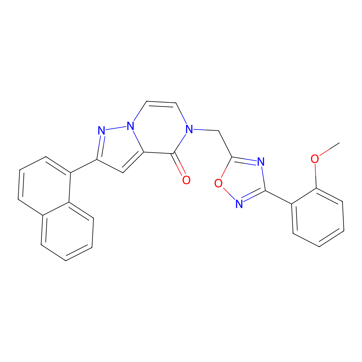 5-((3-(2-methoxyphenyl)-1,2,4-oxadiazol-5-yl)methyl)-2-(naphthalen-1-yl)pyrazolo[1,5-a]pyrazin-4(5H)-one molecular structure, CAS 1207004-54-3