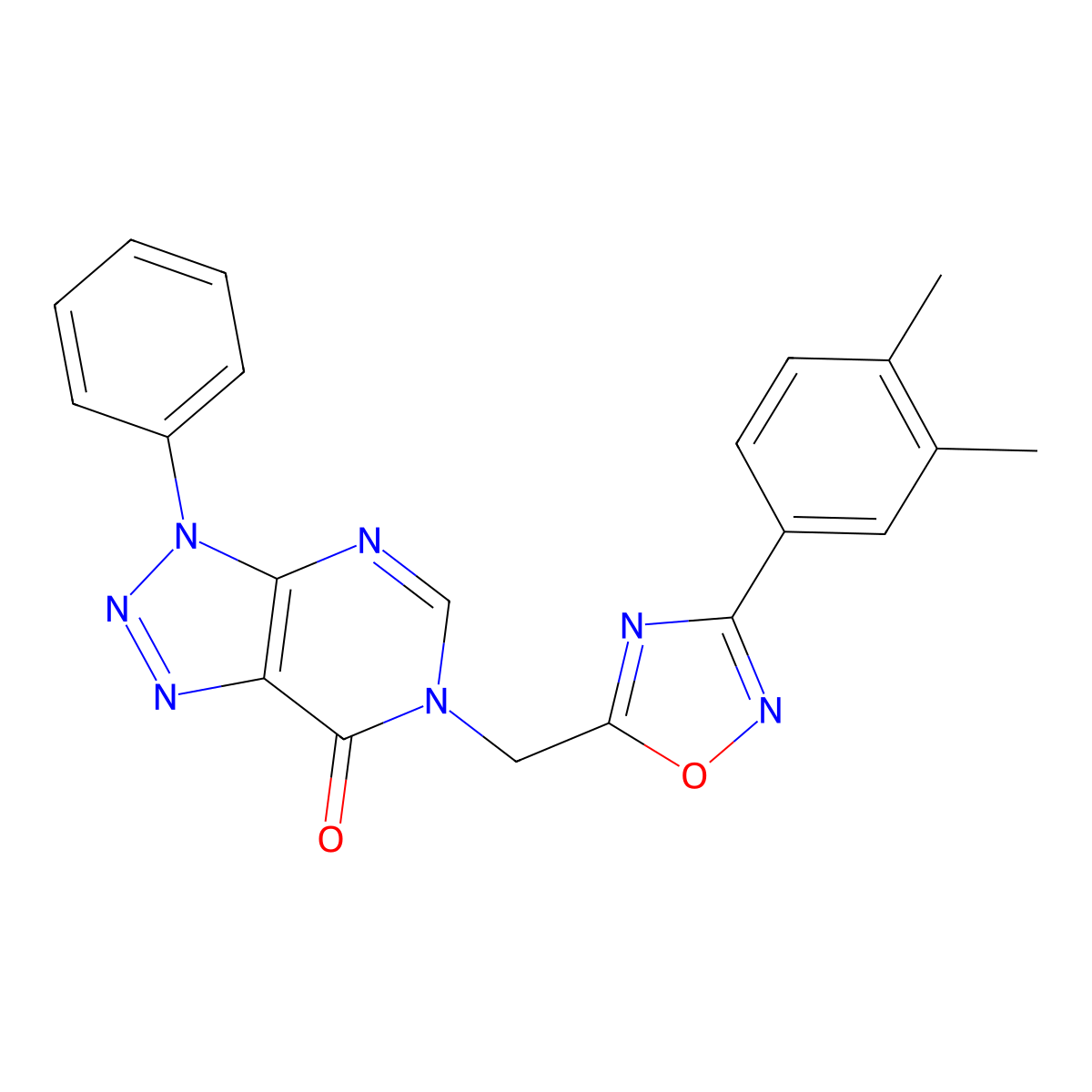 6-((3-(3,4-dimethylphenyl)-1,2,4-oxadiazol-5-yl)methyl)-3-phenyl-3H-[1,2,3]triazolo[4,5-d]pyrimidin-7(6H)-one molecular structure, CAS 1207004-59-8