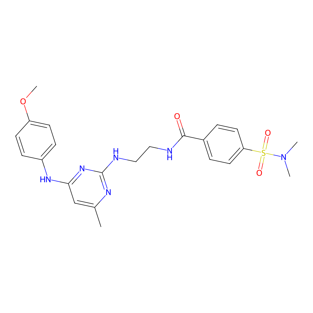 4-(N,N-dimethylsulfamoyl)-N-(2-((4-((4-methoxyphenyl)amino)-6-methylpyrimidin-2-yl)amino)ethyl)benzamide molecular structure, CAS 1207004-65-6