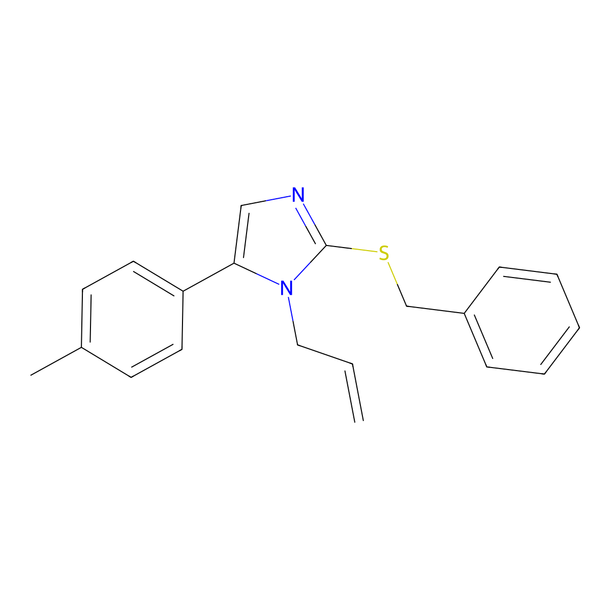 1-allyl-2-(benzylthio)-5-(p-tolyl)-1H-imidazole molecular structure, CAS 1207004-66-7