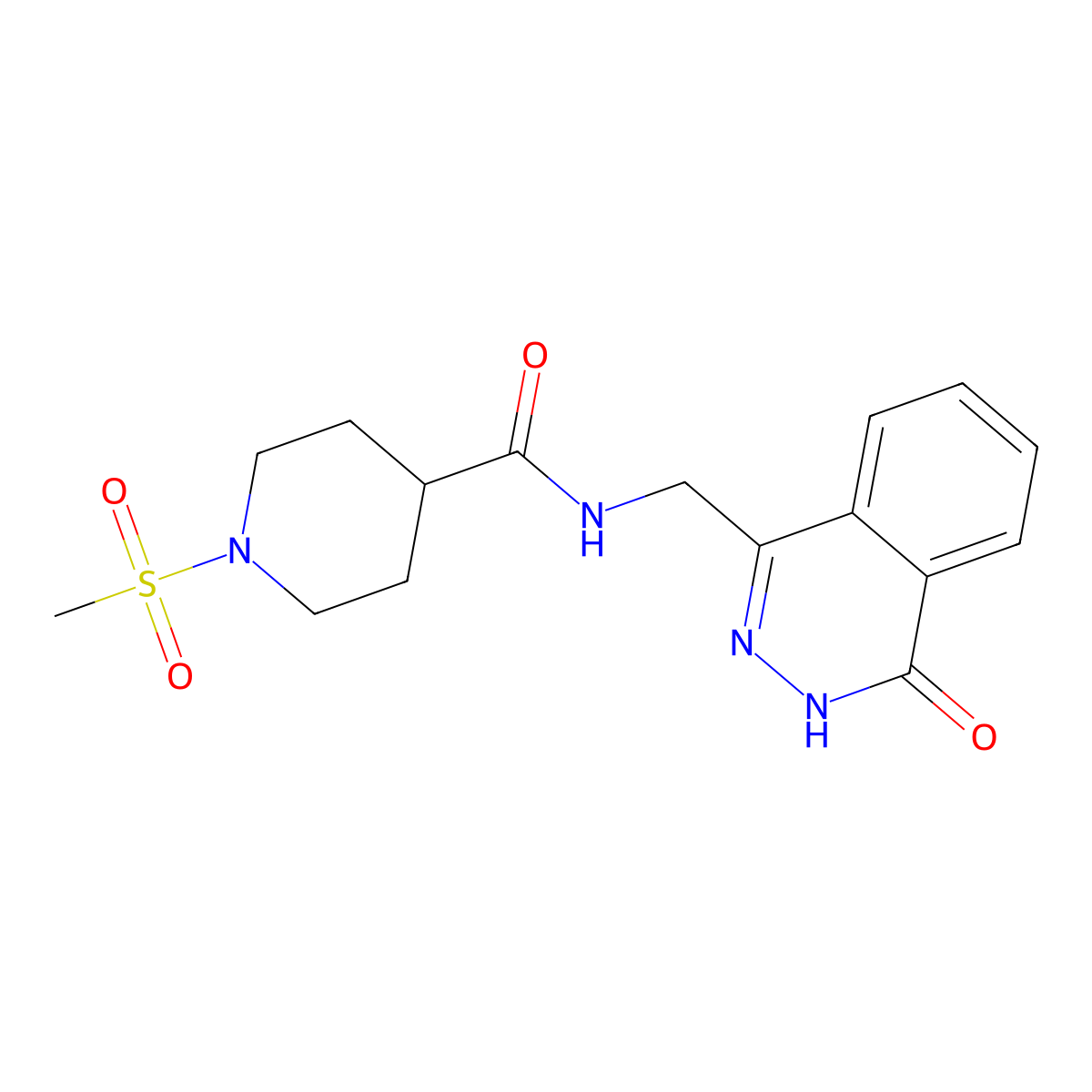 1-(methylsulfonyl)-N-((4-oxo-3,4-dihydrophthalazin-1-yl)methyl)piperidine-4-carboxamide molecular structure, CAS 1207004-78-1