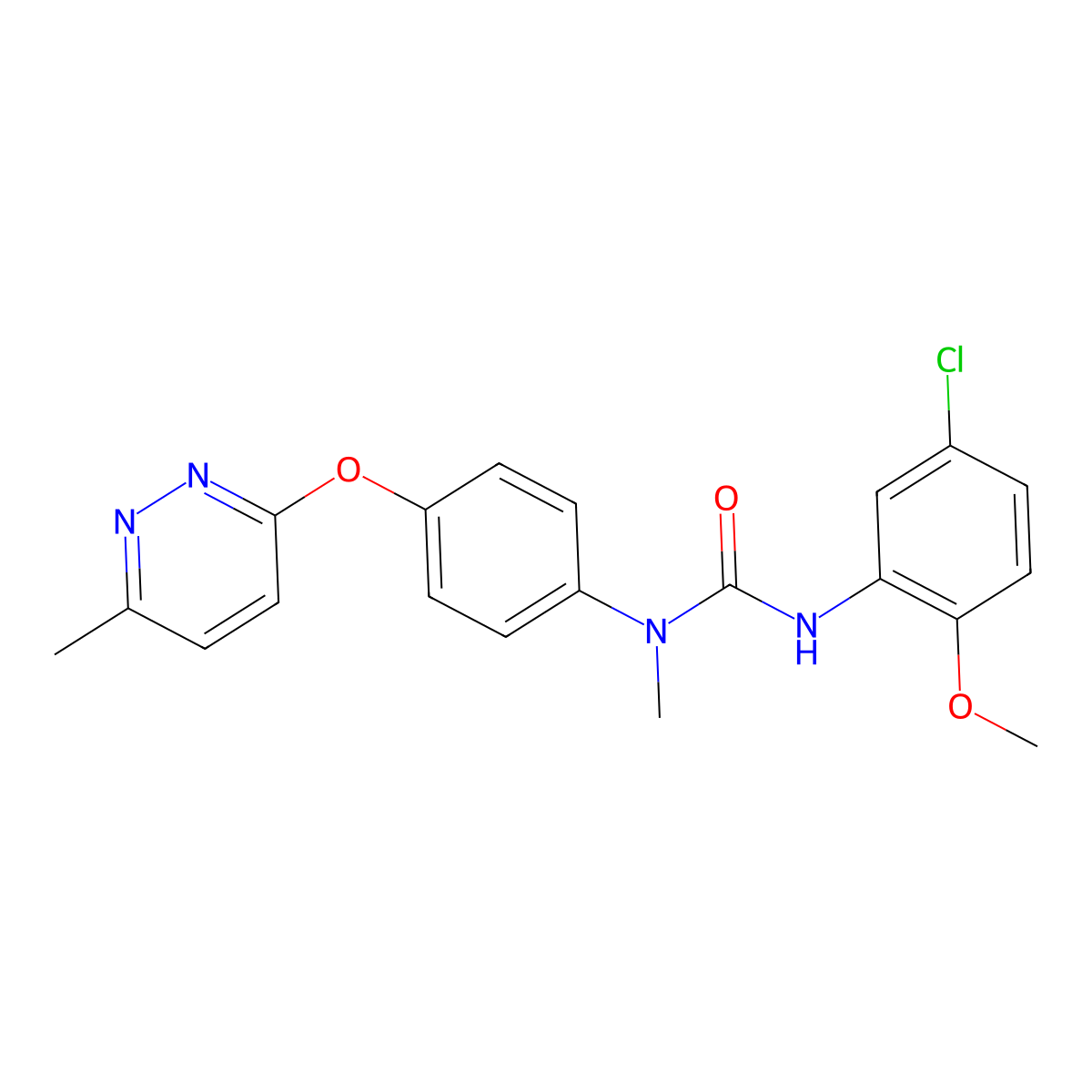 3-(5-Chloro-2-methoxyphenyl)-1-methyl-1-{4-[(6-methylpyridazin-3-yl)oxy]phenyl}urea molecular structure, CAS 1207004-83-8