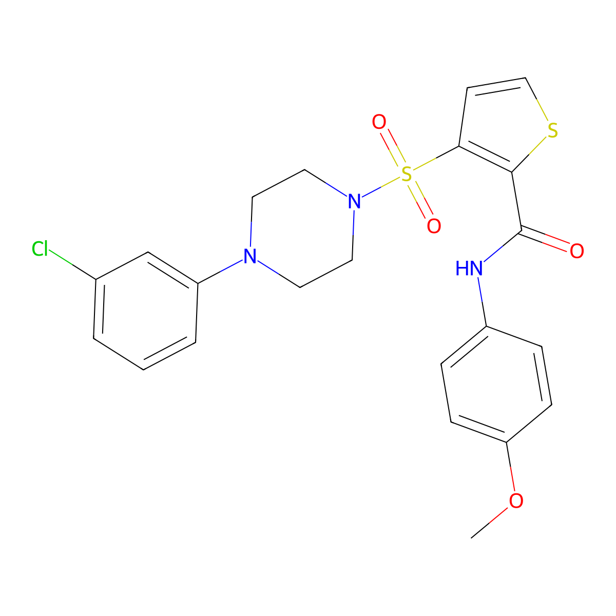 3-{[4-(3-chlorophenyl)piperazin-1-yl]sulfonyl}-N-(4-methoxyphenyl)thiophene-2-carboxamide molecular structure, CAS 1207004-85-0