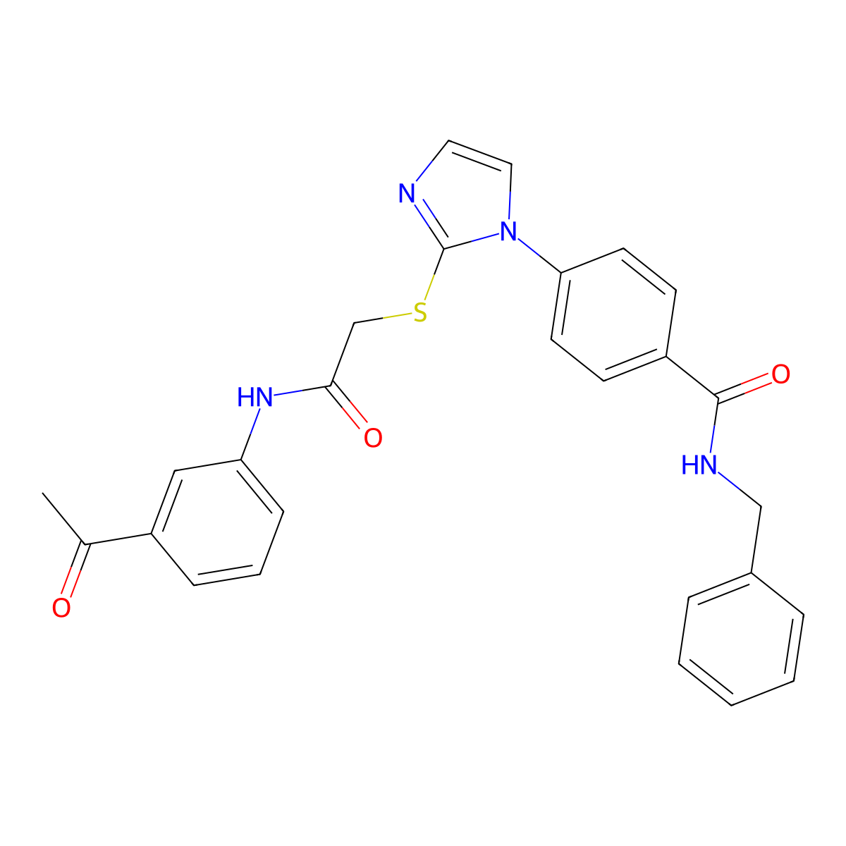 4-(2-((2-((3-acetylphenyl)amino)-2-oxoethyl)thio)-1H-imidazol-1-yl)-N-benzylbenzamide molecular structure, CAS 1207004-90-7