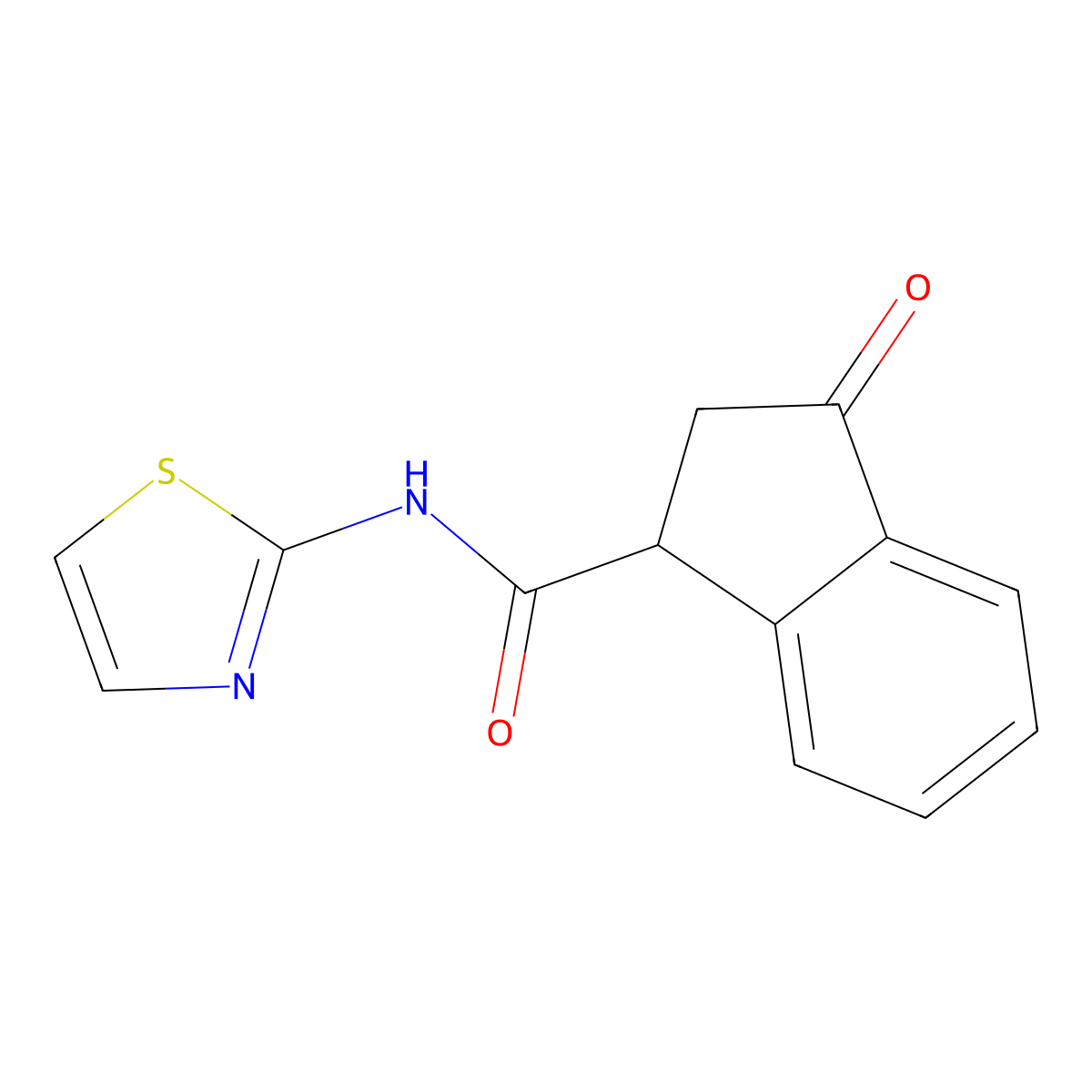 3-oxo-N-(thiazol-2-yl)-2,3-dihydro-1H-indene-1-carboxamide molecular structure, CAS 1207004-93-0
