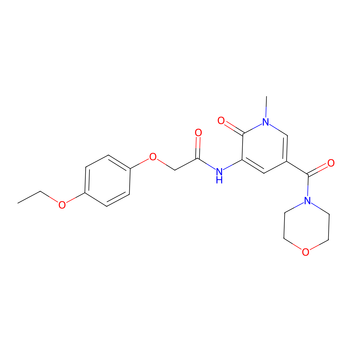 2-(4-ethoxyphenoxy)-N-[1-methyl-5-(morpholine-4-carbonyl)-2-oxo-1,2-dihydropyridin-3-yl]acetamide molecular structure, CAS 1207004-94-1