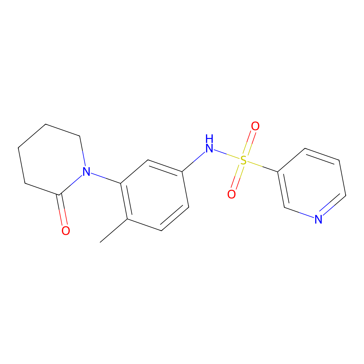 N-[4-methyl-3-(2-oxopiperidin-1-yl)phenyl]pyridine-3-sulfonamide molecular structure, CAS 1207004-95-2