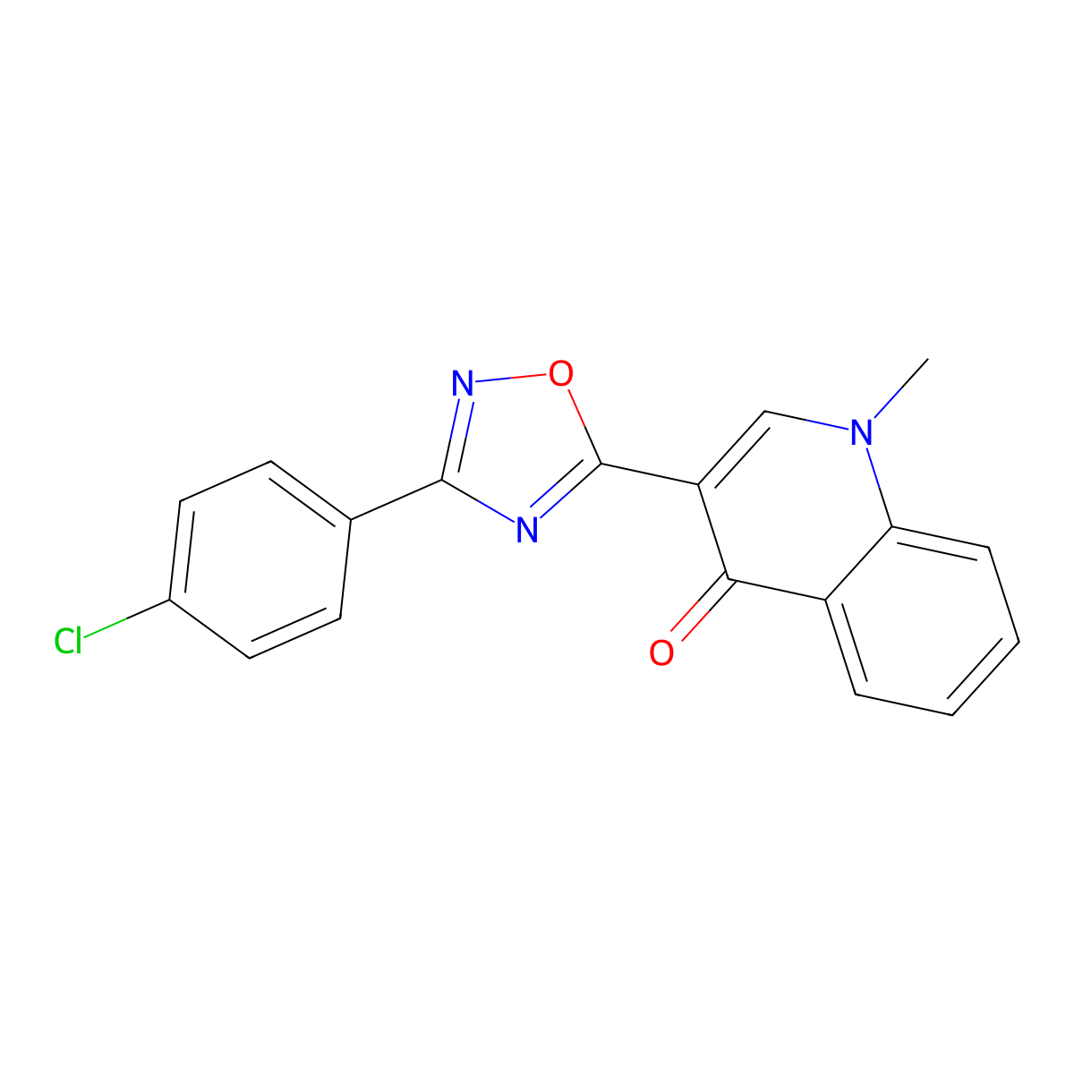 3-[3-(4-chlorophenyl)-1,2,4-oxadiazol-5-yl]-1-methylquinolin-4(1H)-one molecular structure, CAS 1207004-96-3