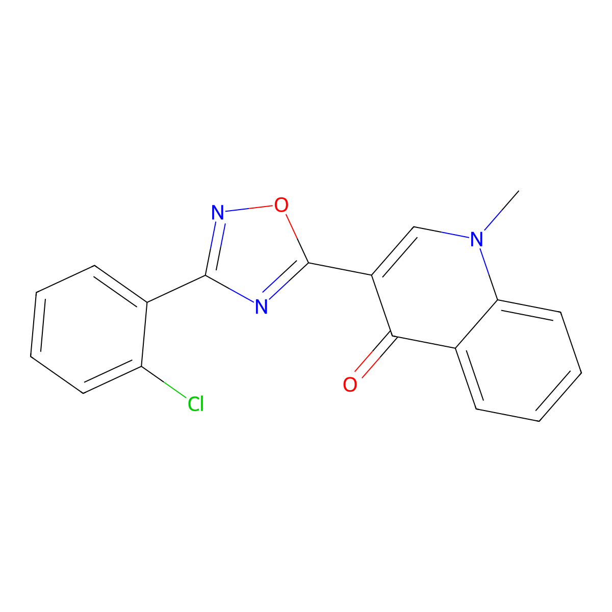 3-[3-(2-chlorophenyl)-1,2,4-oxadiazol-5-yl]-1-methylquinolin-4(1H)-one molecular structure, CAS 1207005-06-8