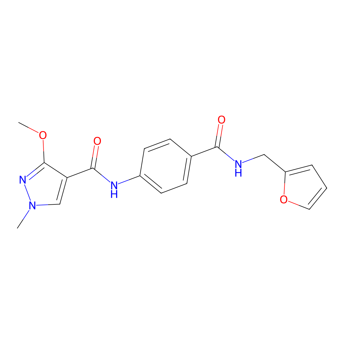 N-(4-((furan-2-ylmethyl)carbamoyl)phenyl)-3-methoxy-1-methyl-1H-pyrazole-4-carboxamide molecular structure, CAS 1207005-07-9