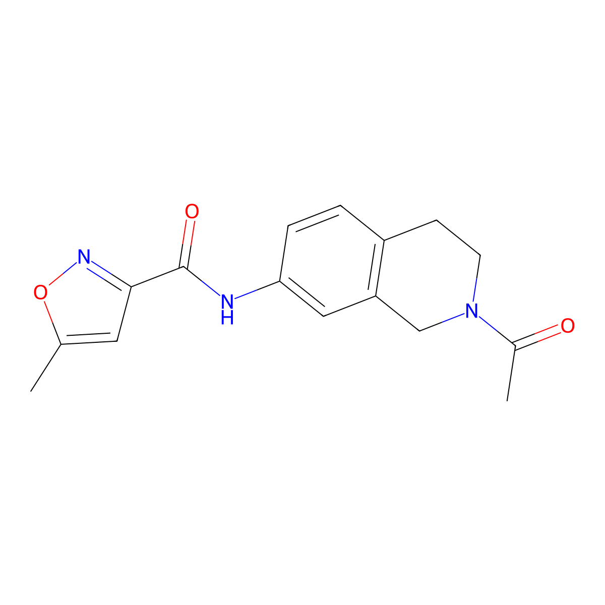 N-(2-acetyl-1,2,3,4-tetrahydroisoquinolin-7-yl)-5-methylisoxazole-3-carboxamide molecular structure, CAS 1207005-08-0
