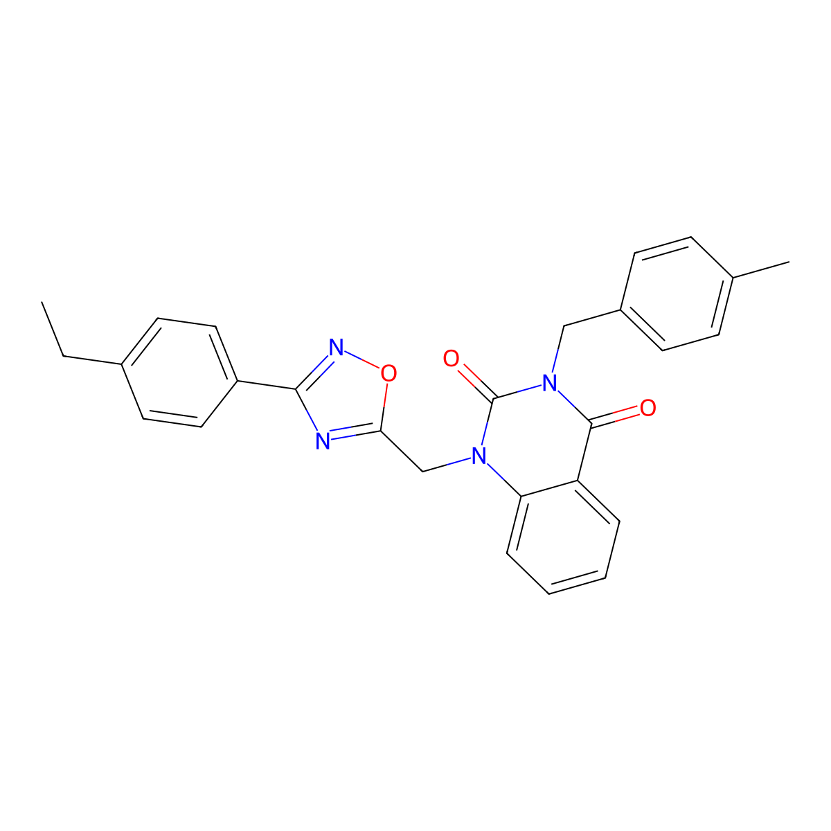 1-((3-(4-ethylphenyl)-1,2,4-oxadiazol-5-yl)methyl)-3-(4-methylbenzyl)quinazoline-2,4(1H,3H)-dione molecular structure, CAS 1207005-09-1