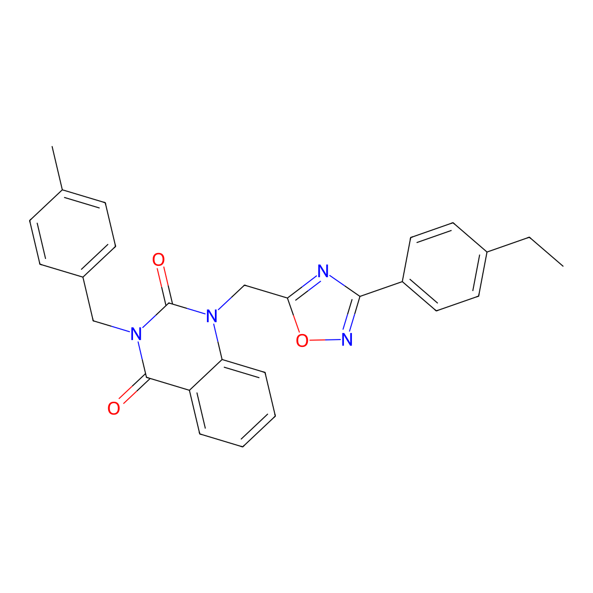 1-((3-(4-ethylphenyl)-1,2,4-oxadiazol-5-yl)methyl)-3-(4-methylbenzyl)quinazoline-2,4(1H,3H)-dione molecular structure, CAS 1207005-09-1