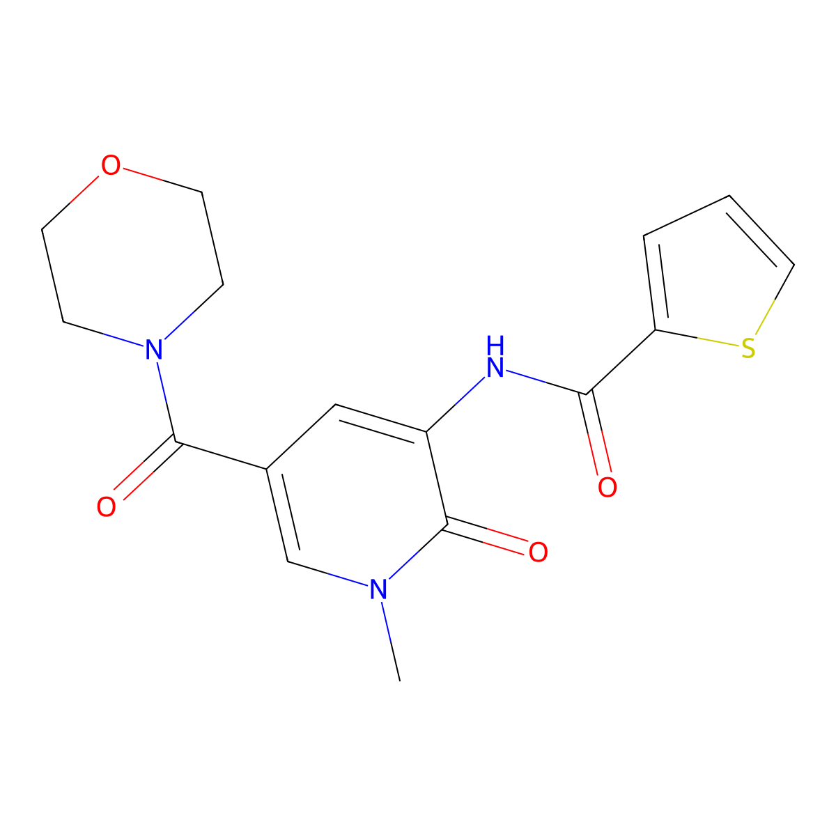 N-[1-methyl-5-(morpholine-4-carbonyl)-2-oxo-1,2-dihydropyridin-3-yl]thiophene-2-carboxamide molecular structure, CAS 1207005-11-5
