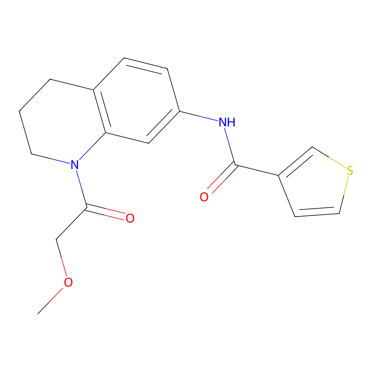 N-(1-(2-methoxyacetyl)-1,2,3,4-tetrahydroquinolin-7-yl)thiophene-3-carboxamide molecular structure, CAS 1207005-14-8