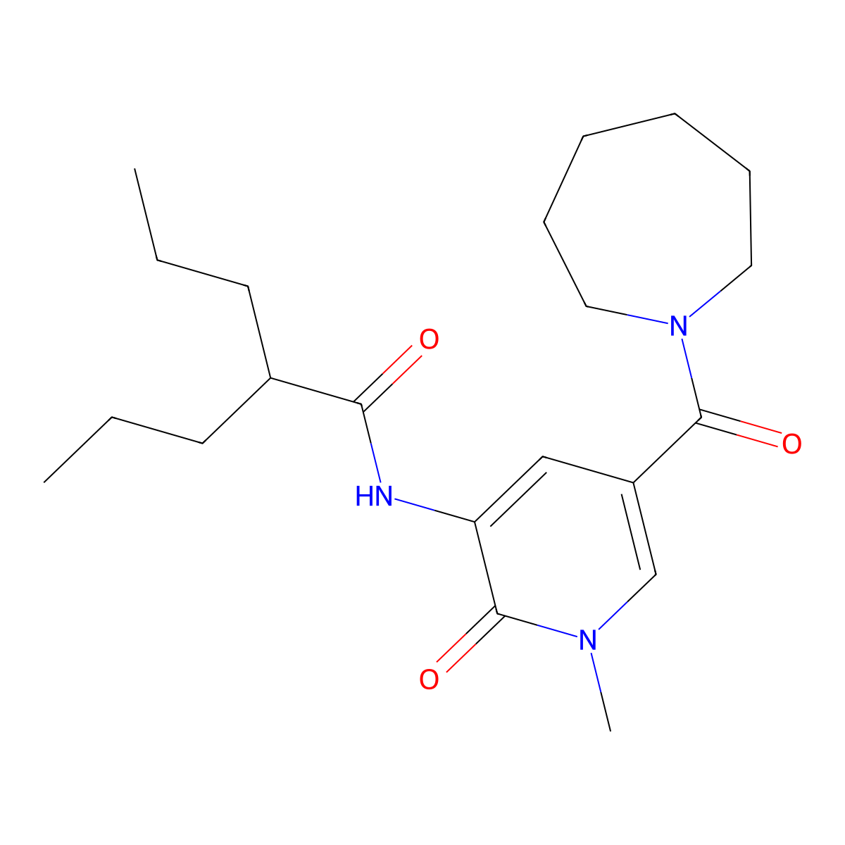 N-[5-(azepane-1-carbonyl)-1-methyl-2-oxo-1,2-dihydropyridin-3-yl]-2-propylpentanamide molecular structure, CAS 1207005-16-0