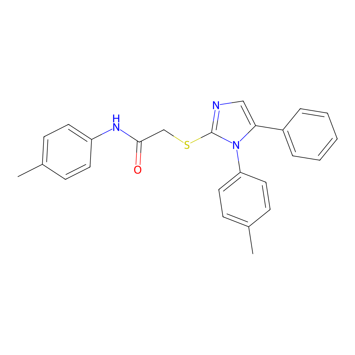 2-((5-phenyl-1-(p-tolyl)-1H-imidazol-2-yl)thio)-N-(p-tolyl)acetamide molecular structure, CAS 1207005-17-1