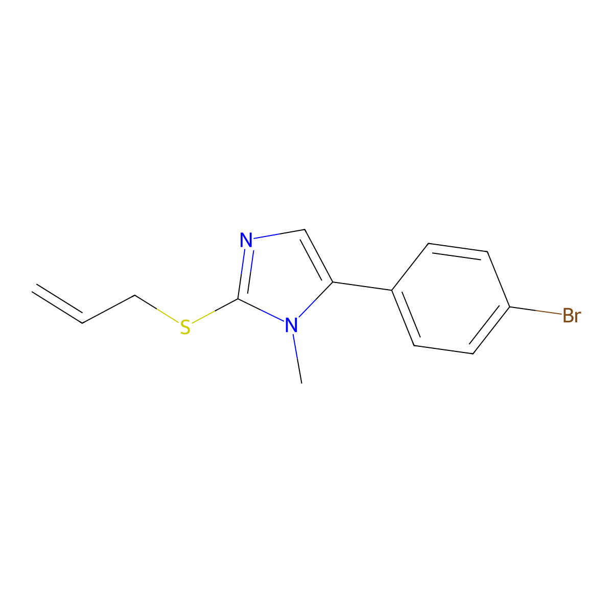 2-(allylthio)-5-(4-bromophenyl)-1-methyl-1H-imidazole molecular structure, CAS 1207005-20-6
