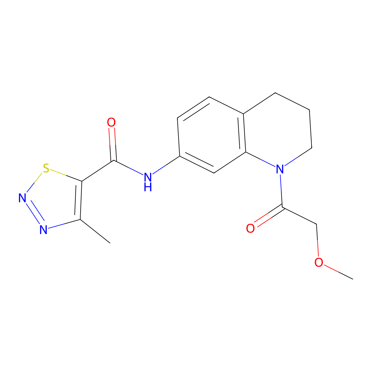 N-(1-(2-methoxyacetyl)-1,2,3,4-tetrahydroquinolin-7-yl)-4-methyl-1,2,3-thiadiazole-5-carboxamide molecular structure, CAS 1207005-23-9
