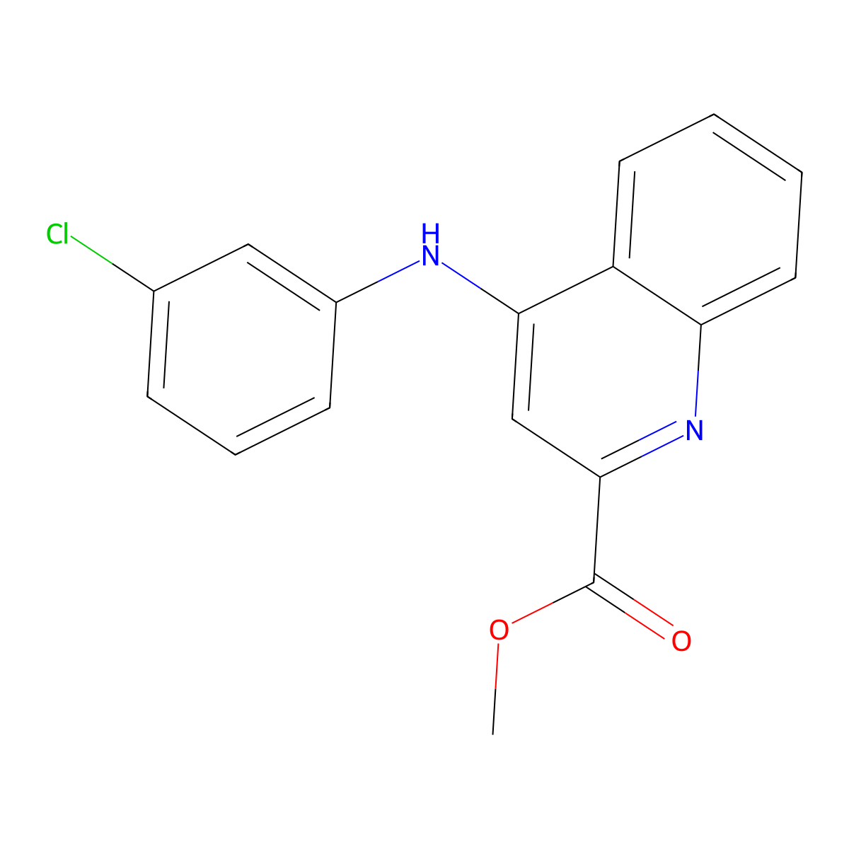 Methyl 4-[(3-chlorophenyl)amino]quinoline-2-carboxylate molecular structure, CAS 1207005-26-2