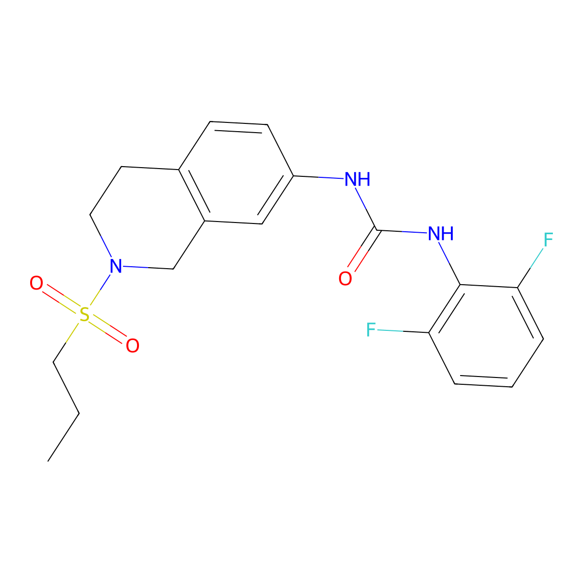 1-(2,6-Difluorophenyl)-3-(2-(propylsulfonyl)-1,2,3,4-tetrahydroisoquinolin-7-yl)urea molecular structure, CAS 1207005-30-8