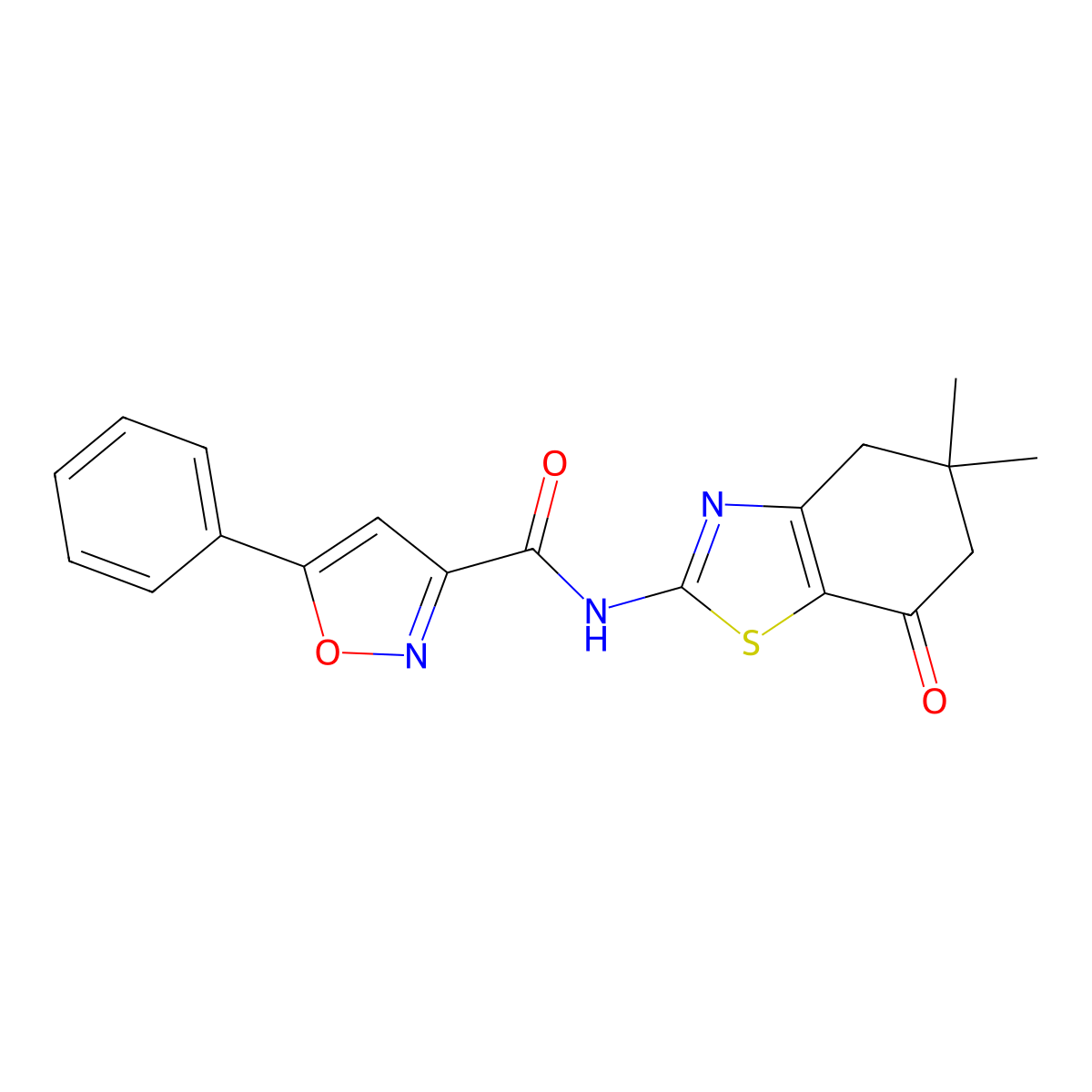 N-(5,5-dimethyl-7-oxo-4,5,6,7-tetrahydrobenzo[d]thiazol-2-yl)-5-phenylisoxazole-3-carboxamide molecular structure, CAS 1207005-31-9
