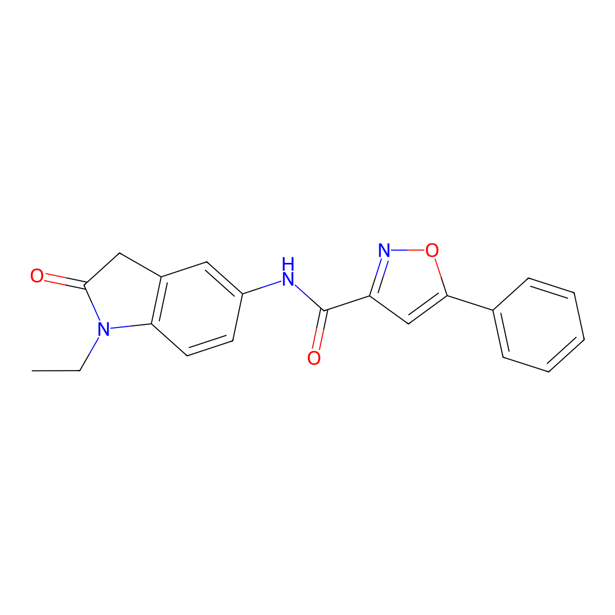 N-(1-ethyl-2-oxoindolin-5-yl)-5-phenylisoxazole-3-carboxamide molecular structure, CAS 1207005-33-1