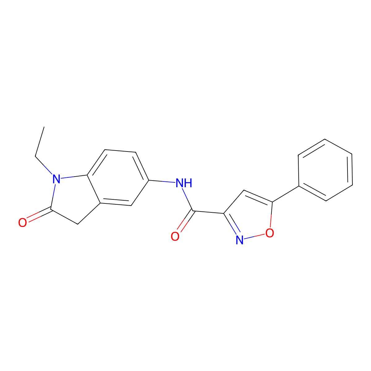 N-(1-ethyl-2-oxoindolin-5-yl)-5-phenylisoxazole-3-carboxamide molecular structure, CAS 1207005-33-1