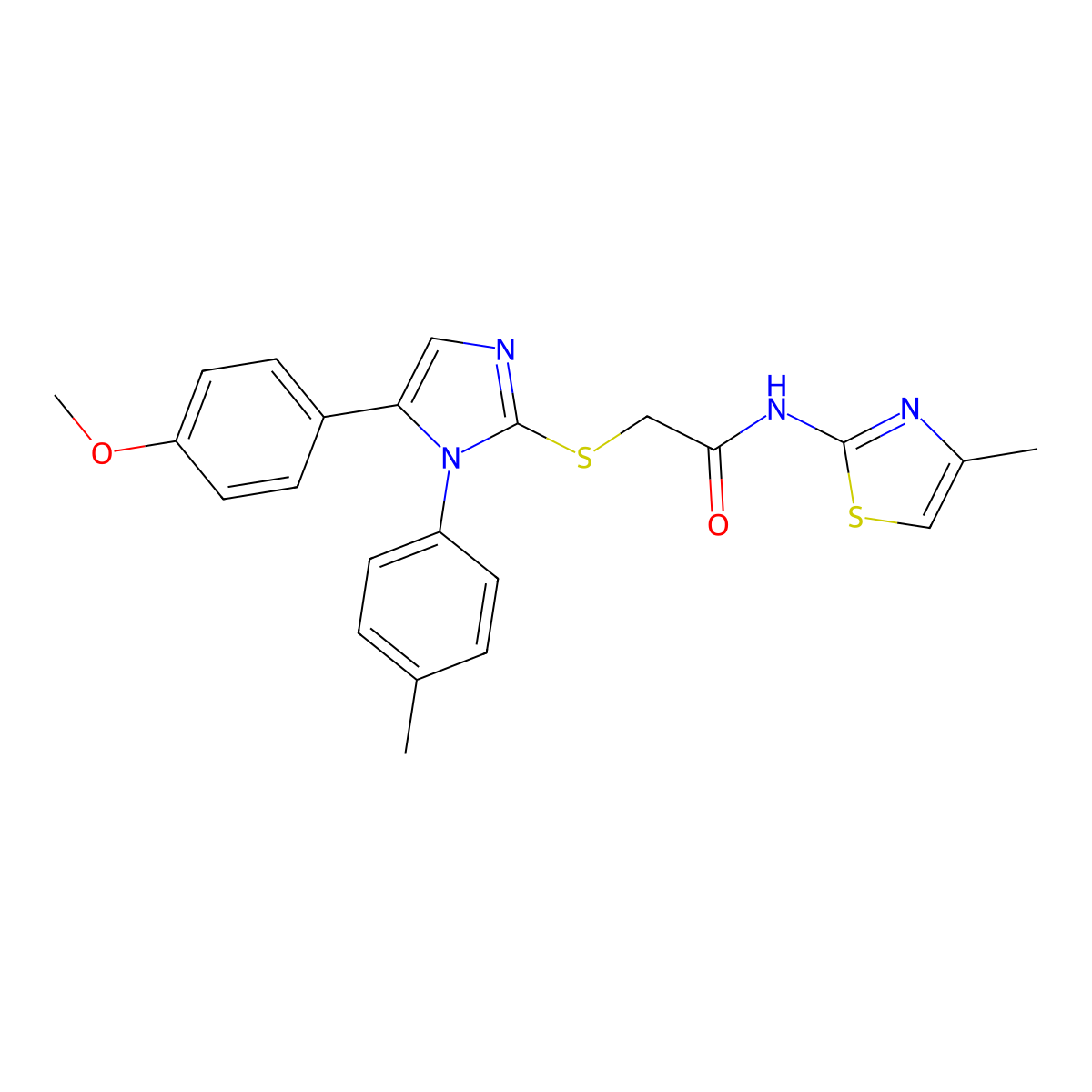 2-((5-(4-methoxyphenyl)-1-(p-tolyl)-1H-imidazol-2-yl)thio)-N-(4-methylthiazol-2-yl)acetamide molecular structure, CAS 1207005-35-3