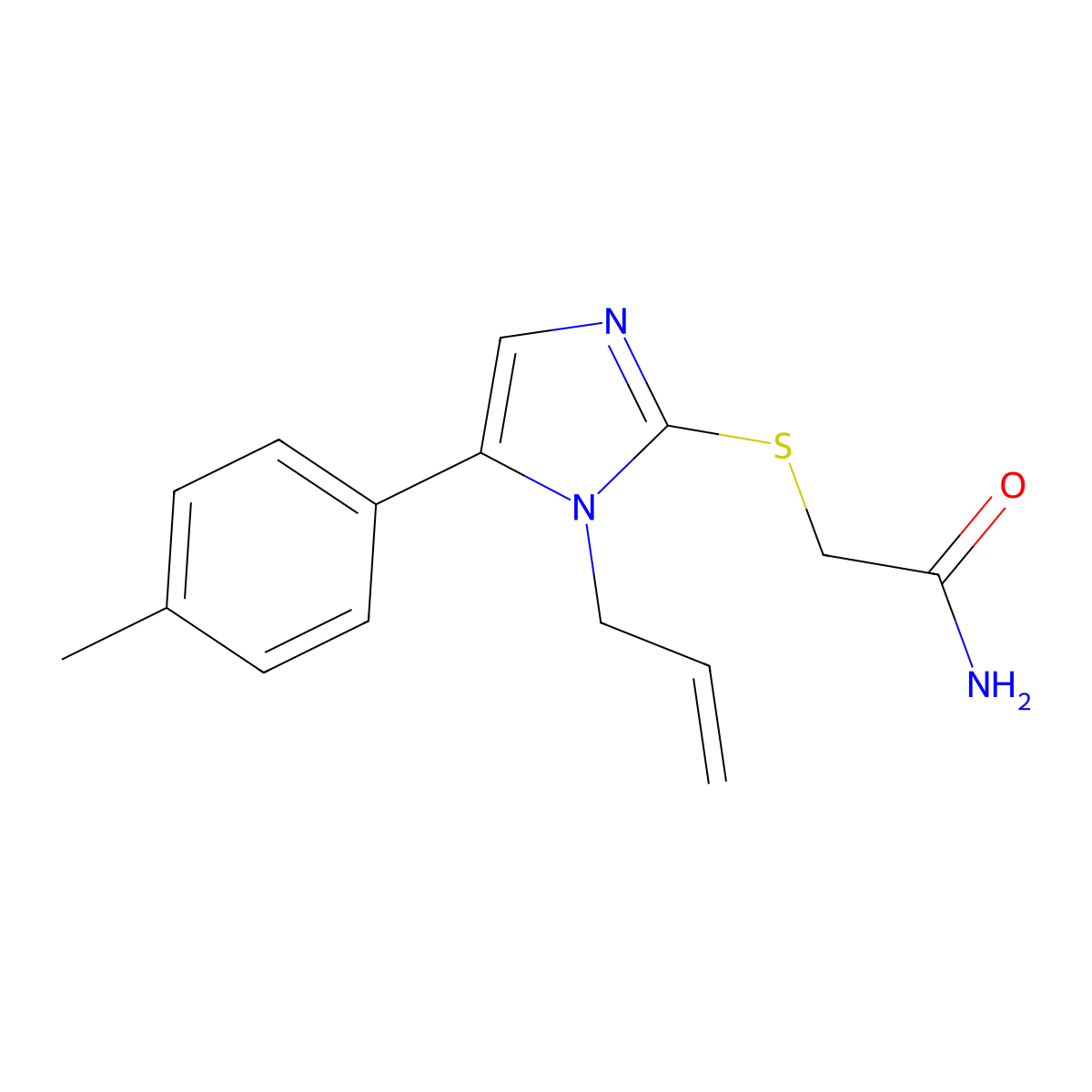 2-((1-allyl-5-(p-tolyl)-1H-imidazol-2-yl)thio)acetamide molecular structure, CAS 1207005-37-5